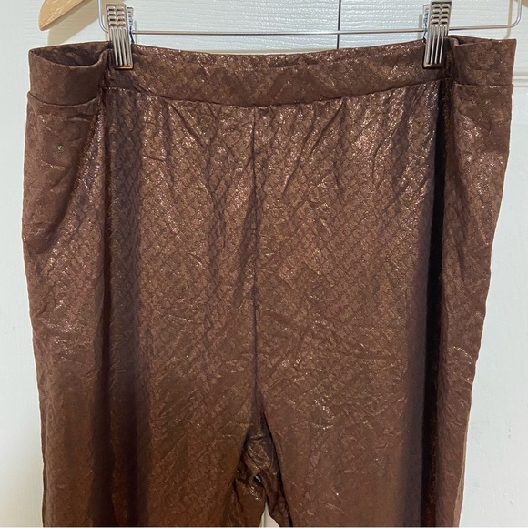 Skims NWT Shimmer Metallic Foil Logo Brown Leggings Size 4X - Picture 3 of 8